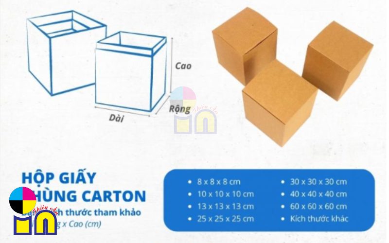 kích thước hộp carton phổ biến