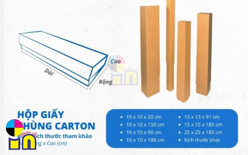 kích thước hộp carton phổ biến